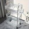 3-Tier Clear Acrylic Cart, 360° Rotating. For Bathroom, Kitchen, Desk Storage. Durable Alloy Frame.