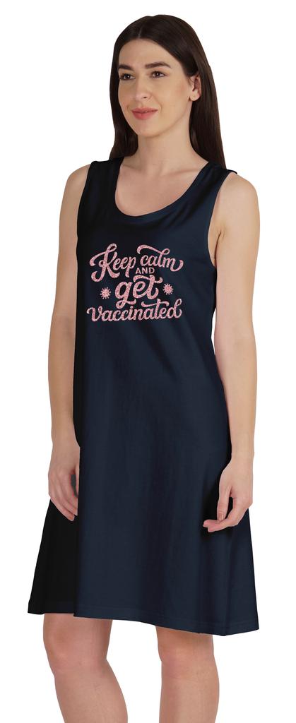 Inkmeso Keep Calm and Get Vaccinated T-Shirt Funny Pro Vaccine Summer Scoop Neck