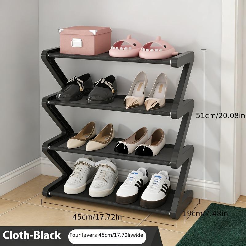 4-Tier  Z-Shaped Shoe Rack Floor-Mounted Storage Rack Living Room Bedroom Entryway Shoe Storage Organizer