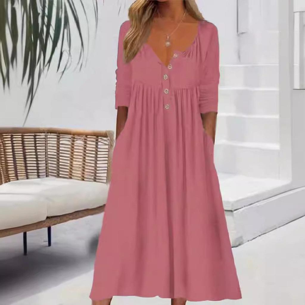 Dámské ležérní šaty s dlouhým rukávem volného střihu jednobarevné