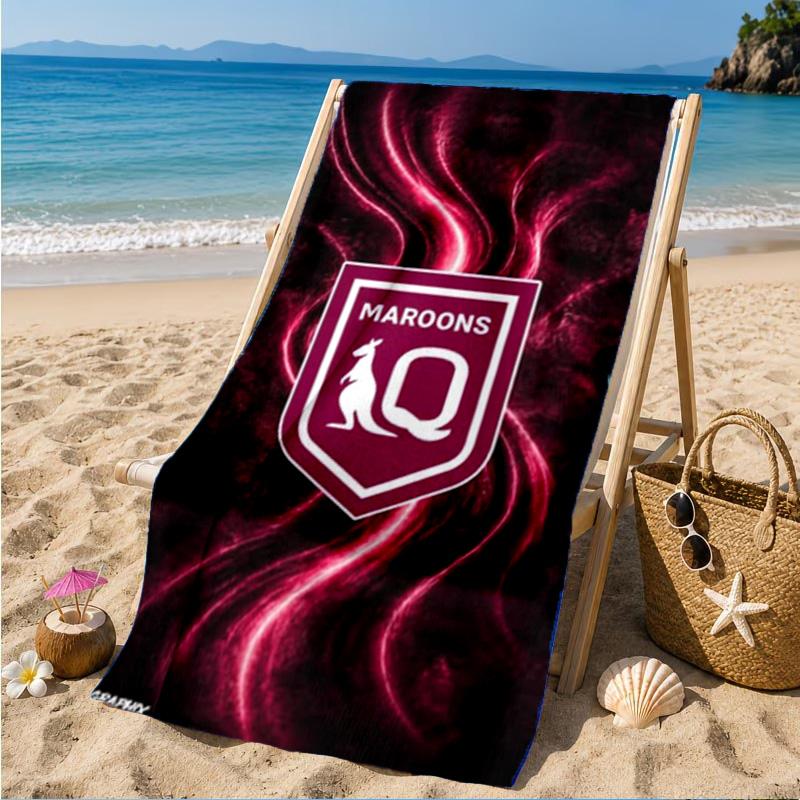 Australien Maroons Rugby Team Emblem Strandtuch, Schnelltrocknend, Pflegeleicht, Geeignet für Fitness und Strandurlaub, Sport-Essential
