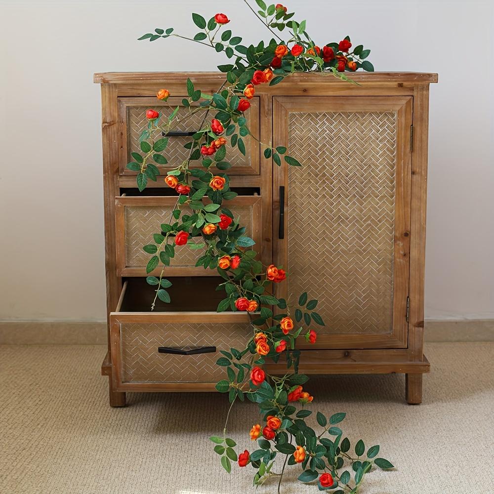 Artificial Fake Vine Ivy Garland, Silk Rose Hanging Plants, Fake Flowers for Wedding Home Garden Wall Arch Decor