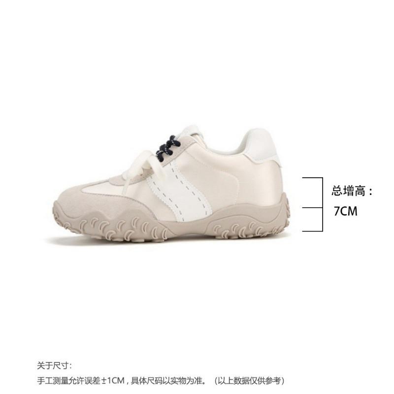 Sheepskin Version 7cm Inner Height Increase Crescent Pearl Lace Platform Casual Sports Shoes Women
