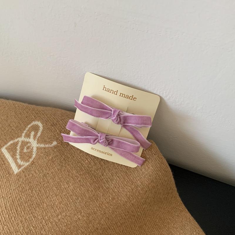 2Pcs Korean Colorful Velvet Bow Hairpin Hairgrip Hair Clips for Girls Women Vintage Long Ribbon Hair Clip Hair Accessories