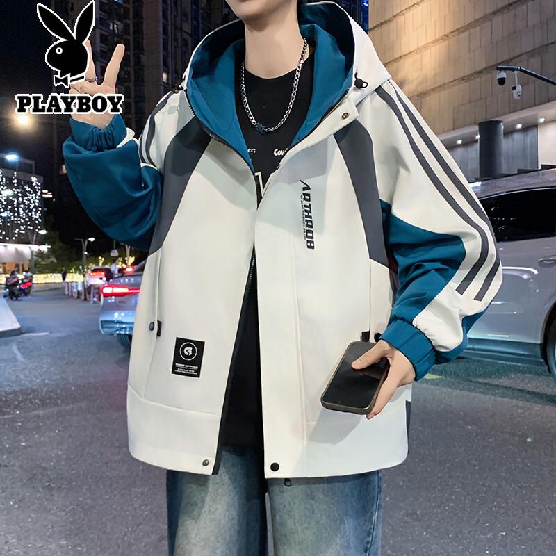 PLAYBOY Men s Hooded Casual Loose Jacket M