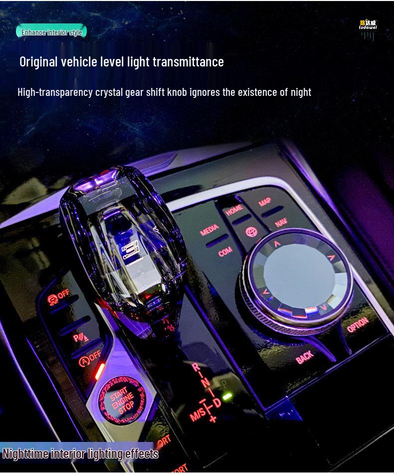 Kompatibel för BMW 5-serie: Kristallväxelväljare och vridknapp för modellerna 525li, 530li, 535le.