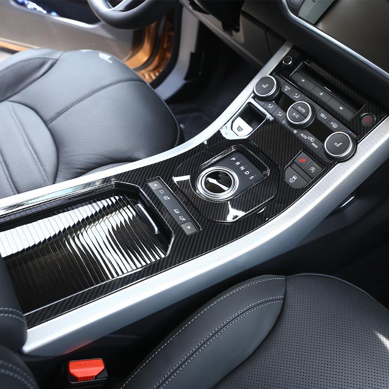 For Land Rover Range Rover Evoque 2011-2018 Car Carbon Fiber Interior Gear Shift Console Decoration Cover Stickers Accessories