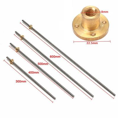 8 mm Trapezgewindestange aus Edelstahl mit Messingmutter für 3D-Drucker