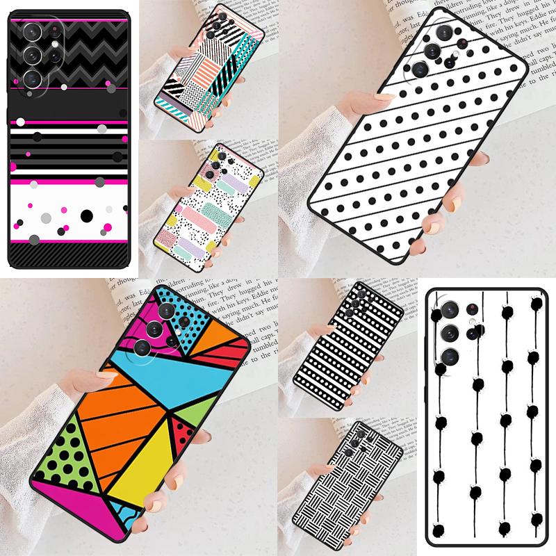 Polka Dots Lines Abstract Art Cell Phone Case for Samsung Galaxy S26 Ultra S25 S24 S23 S22 S21 S20 Note10 Cover