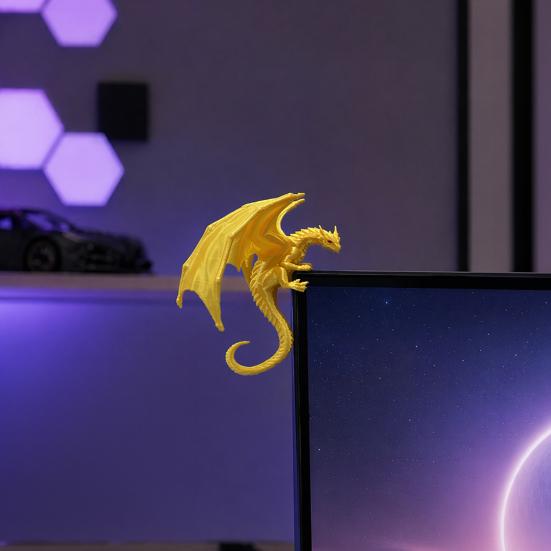 3D Printed Flying Dragon Figurine, Dragon Shape TV & Computer Monitor Decoration, Dragon Egg Toy with Dragon Inside
