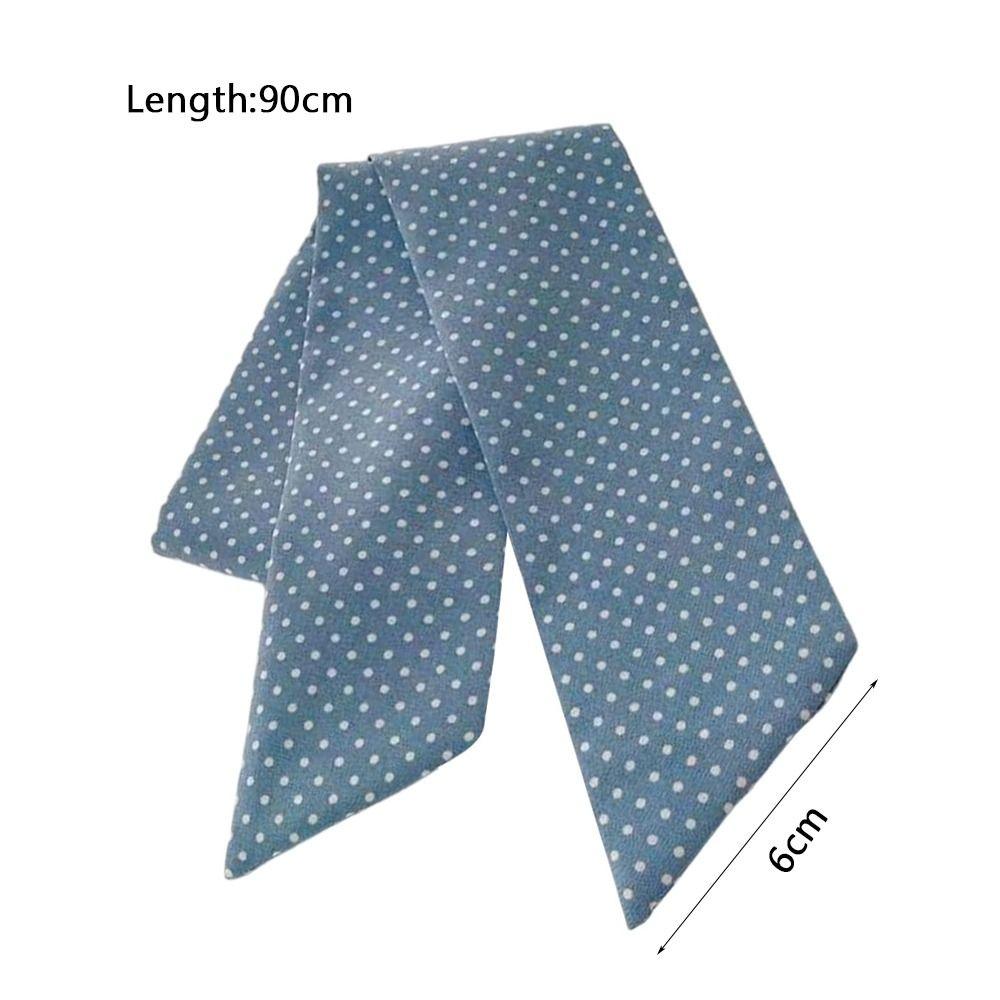 Fashion Light Blue Series Polka Dot Hair Band Plaid Pattern Thin Plaid Neckerchief Flower Plaid Head Band Hair Accessories
