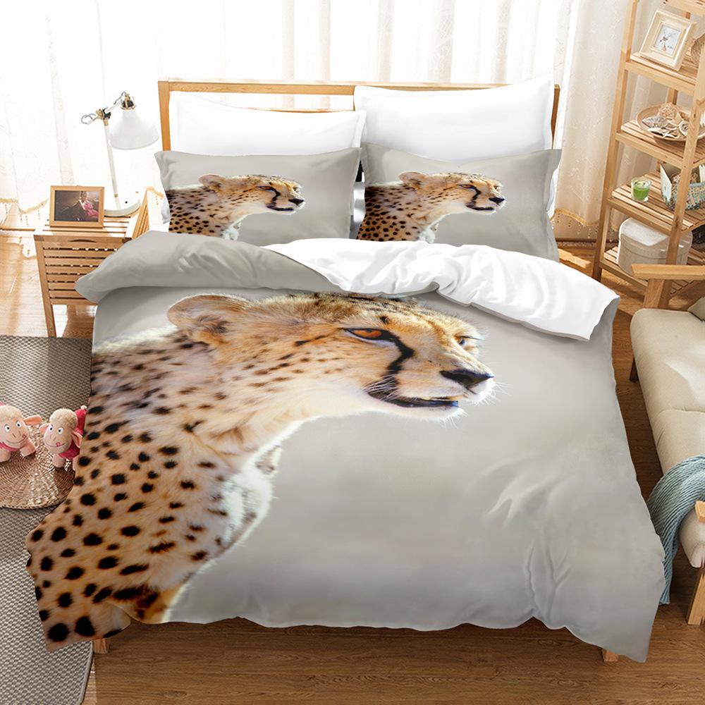 Animal, Leopard 2021 Animal 3D Printing High Definition Home Textile Bed Sheet Kit Student Dormitory Three-Piece Set