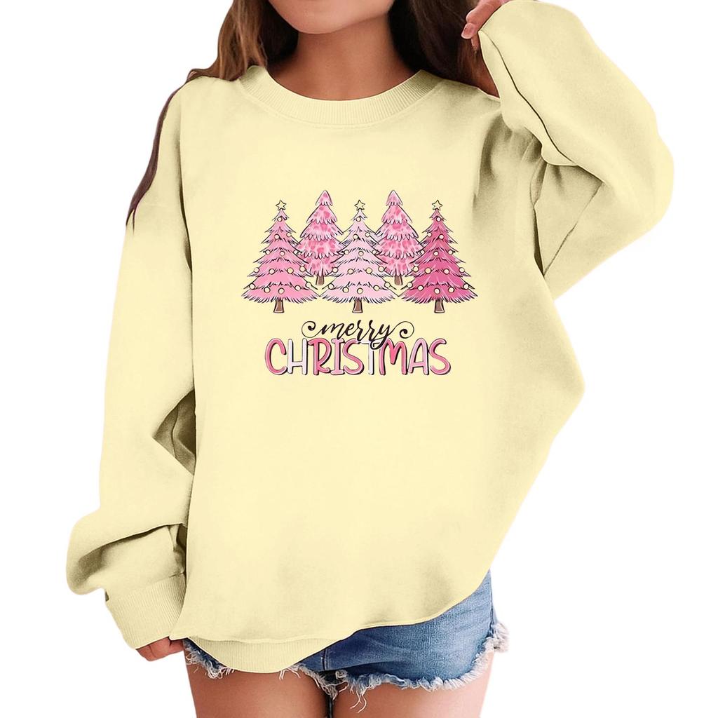 Children's Fashionable Casual Long-sleeved Loose Christmas Print Pullover Sweatshirt