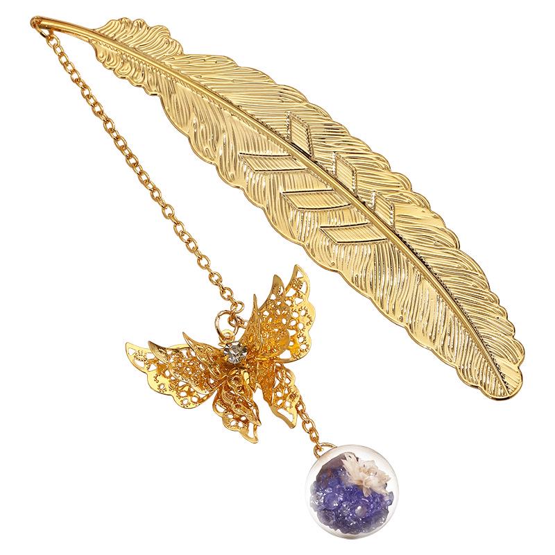 Exquisite Chinese-Style Feather Leaves Metal Bookmark Gift Box – Perfect for Teacher's Day & Birthdays