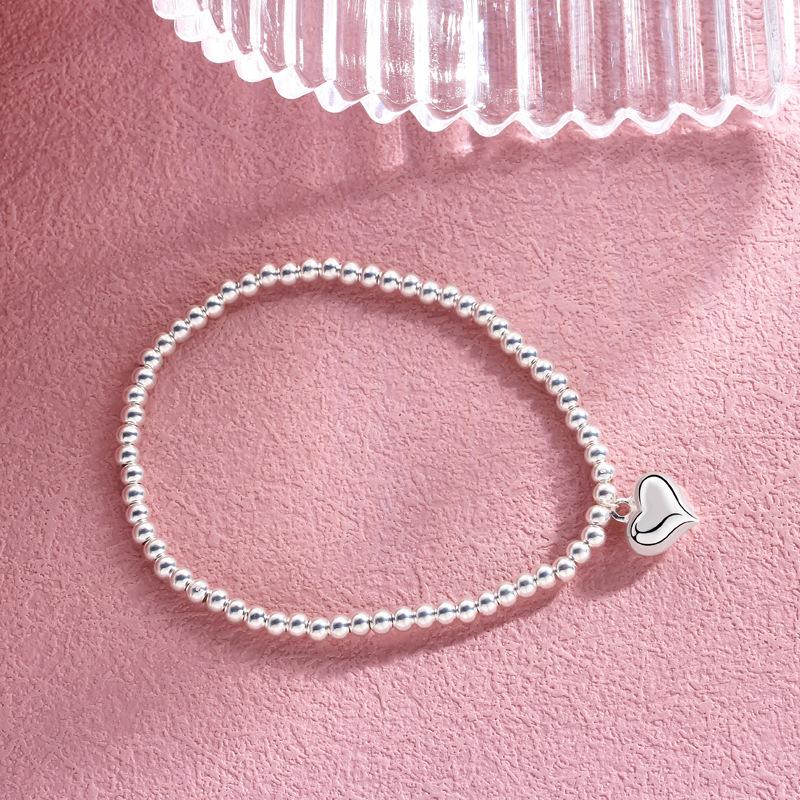 Sweet Love Round Bead Bracelet Women Niche Simple Design Ins Wind Elastic Bracelet Jewelry Women