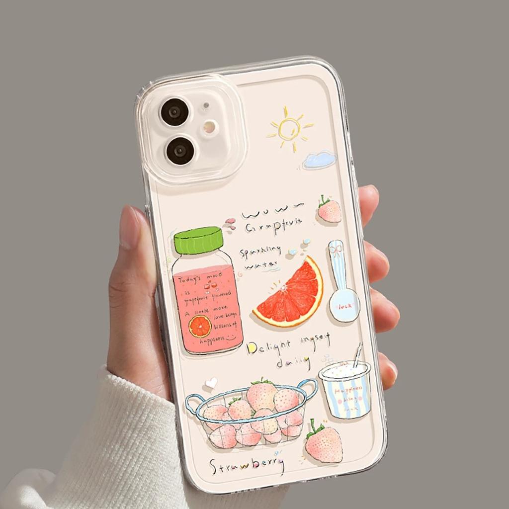 Fruit Summer Phone Case for Iphone17 Apple 16promax Transparent 15/14/13 Refreshing 12 Soft Set