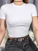 Casual Basic White Crop Top T Shirt Elegant Short Sleeve Woman T-shirt Top High Street Cotton T-shirts Women Summer