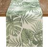 Tropical Palm Leaf Linen Table Runner Home Decor Washable Summer Green Leaves Plants Kitchen Dining Table Runners Party Decor