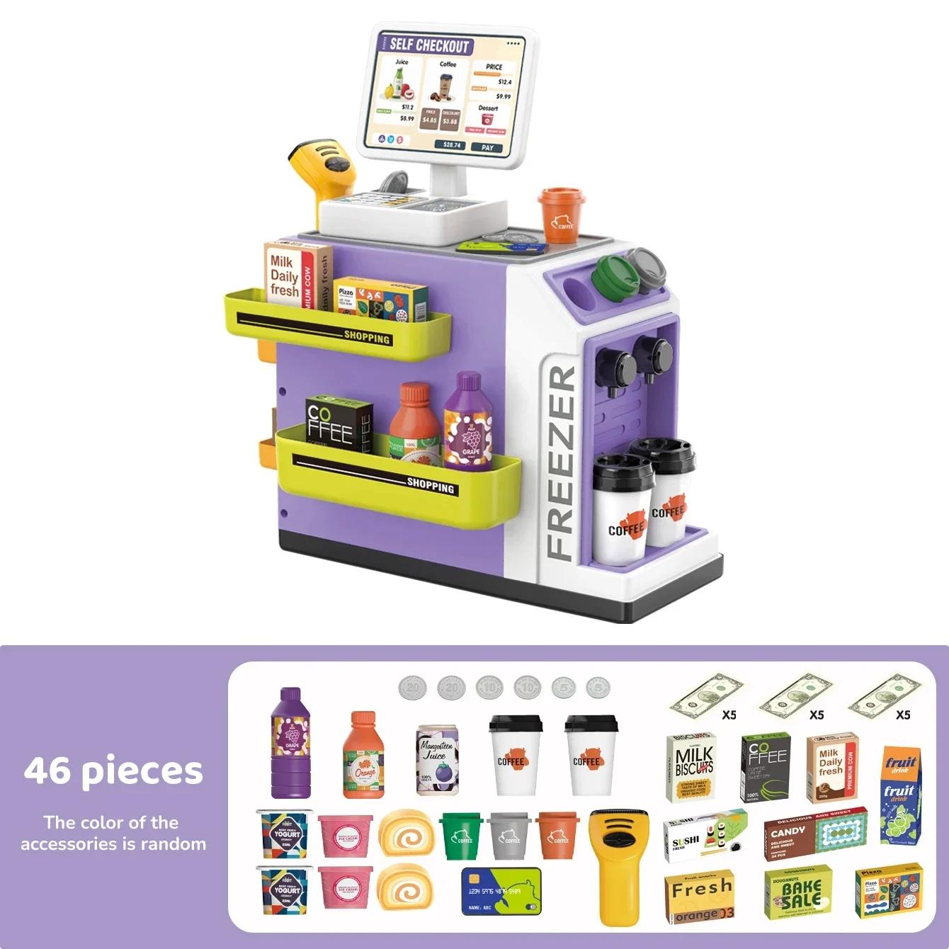 Küchenspielzeug Simulation Essen Brot Kaffee Kuchen Rollenspiel Kinder Kaffeemaschine Spielzeugset Einkaufen Kasse Spielzeug für Kinder