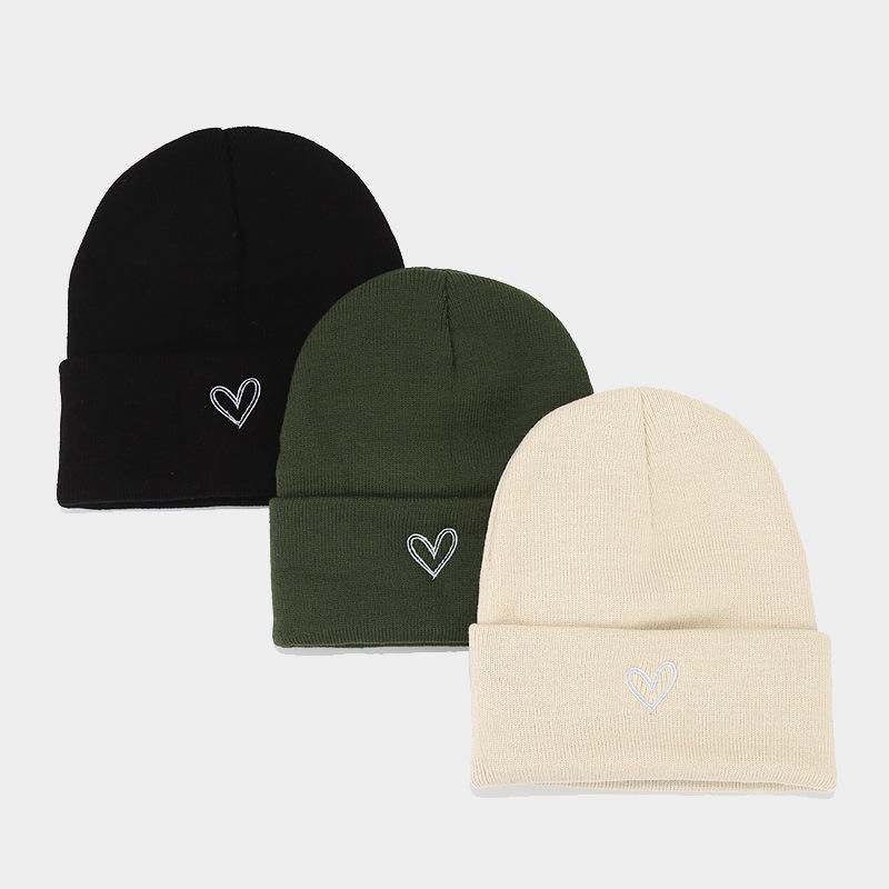 Autumn and Winter High-quality Thickened Large Board Love Embroidery Knitted Hat Men's and Women's Fashion Versatile Stacking Hat Personalized Cold