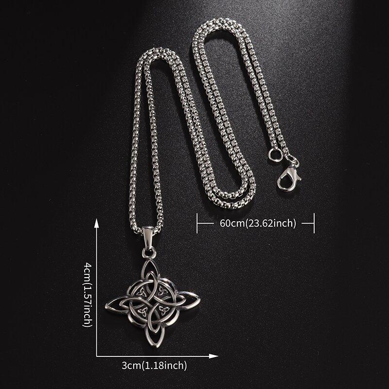Witch Knot Necklace Stainless Steel Magic Knot Pagan Witchcraft Symbols Pendant Celtic Knot Necklace Jewelry Gifts for Women