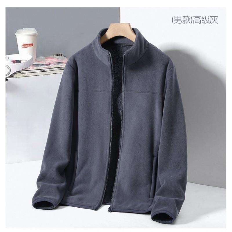 Mens Womens Fleece Jacket With Stand Collar Warm Thick Outdoor Pullover Hiking Camping Fall Winter