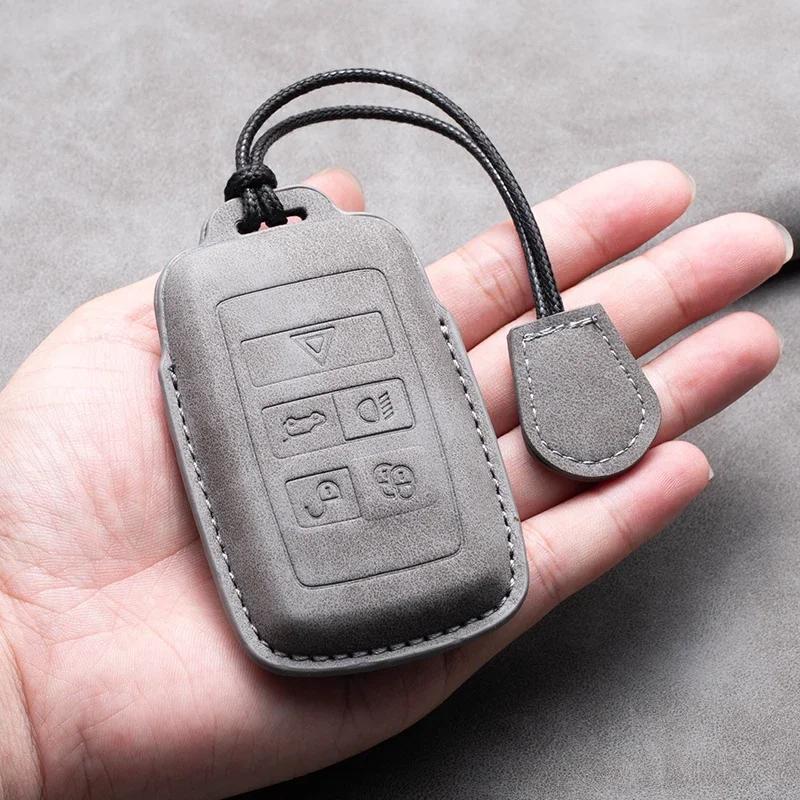 Leather Car Remote Key Case Cover for Land Rover Range Rover Sport Evoque Freelander Velar Discovery for Jaguar XE XJ XF Guitar