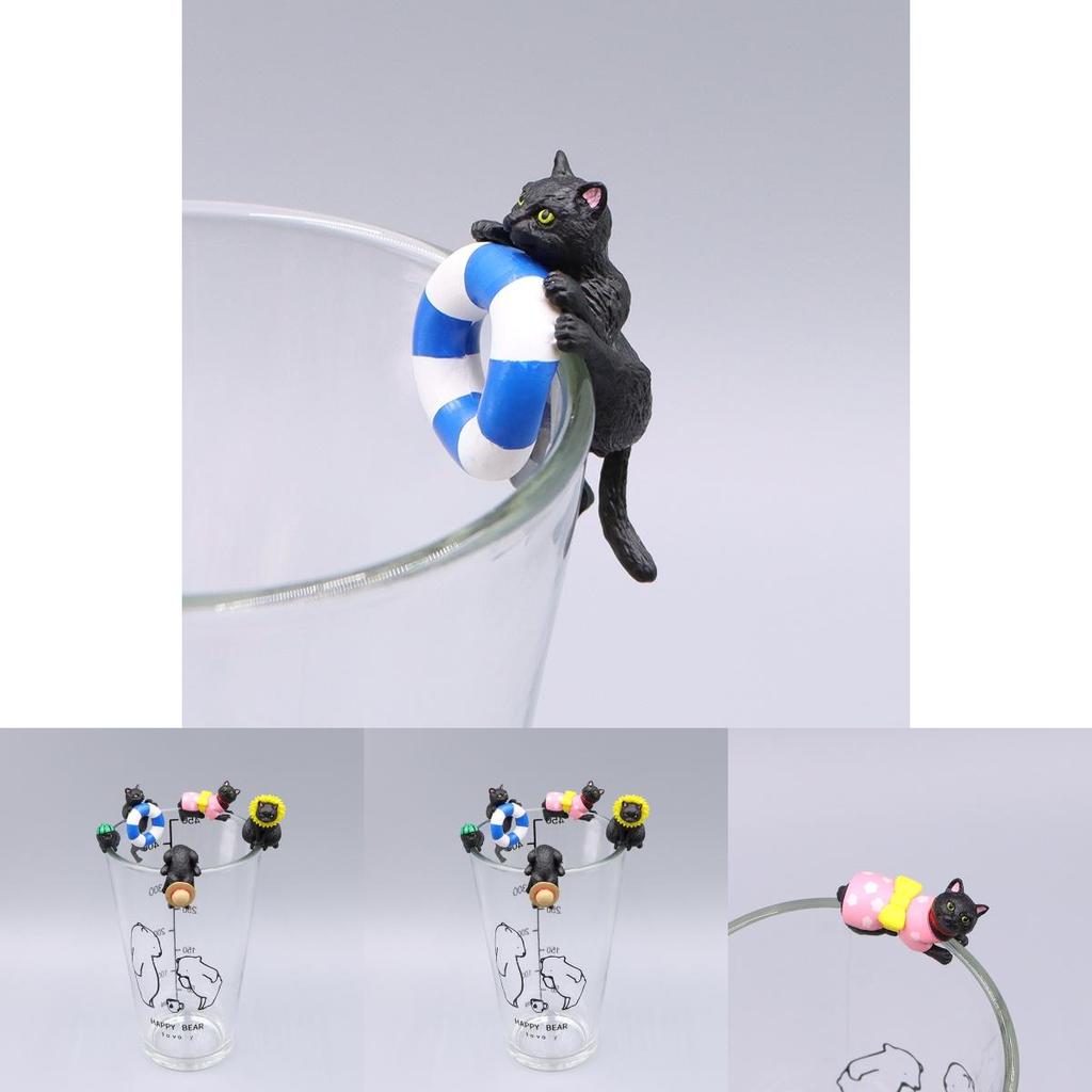 Schwarze Katze Teebecher Anhänger Pvc Niedliches Tier Schreibtischzubehör Für Teeliebhaber