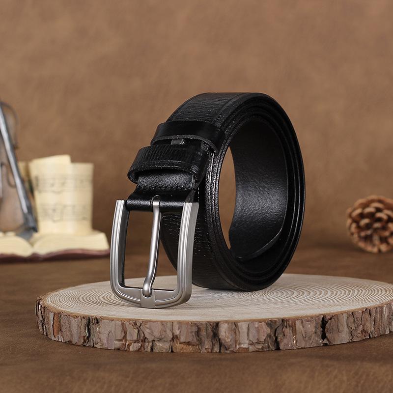 Factory Direct Sales Men'S Genuine Leather Belt Retro Handmade Embossed Belt Body First Layer Cowhide Simple Pin Buckle Belt