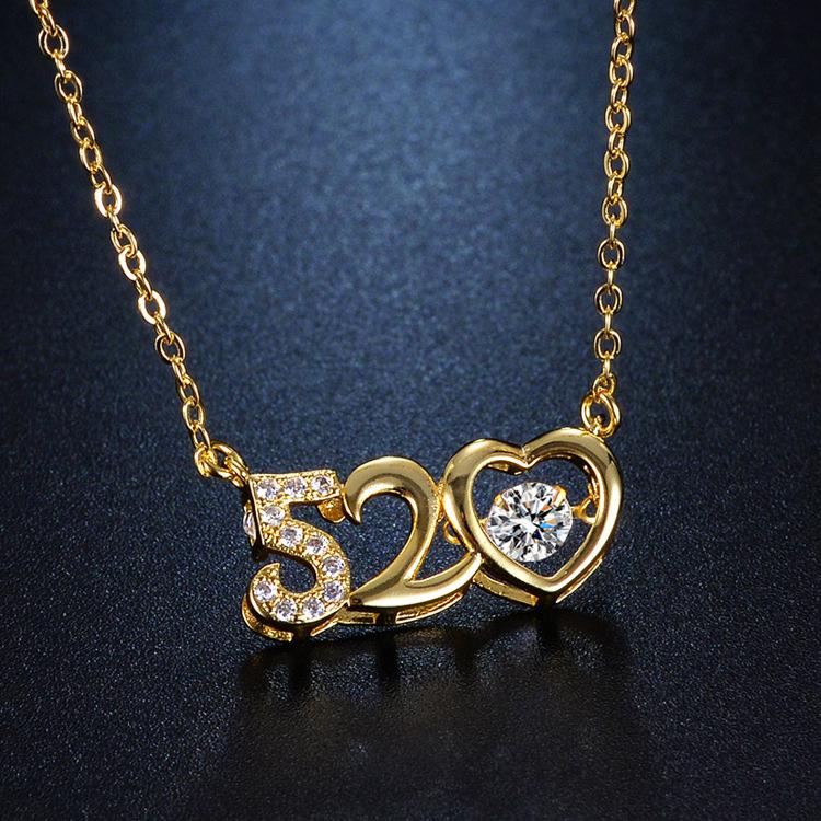 520 Digital Smart Necklace Women's Imitation Silver Clavicle Chain Heart Pendant