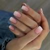 24Pcs Nude White French Fake Nail Short Square Nail Tips Fashion Wearable False Nails with Glue Simple Full Cover Press on Nails