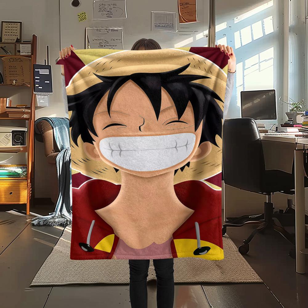 1PC Luffy D Patterned Flannel Blanket Suitable For All Seasons For Home Decor Warmth And Comfort Gifts Holiday Present