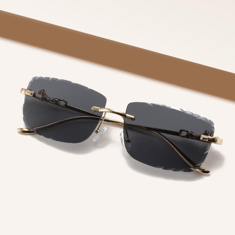 Frameless Square Metal High-end Glasses Fashion Trendy UV Resistant Outdoor Sunscreen Sunshade Sunglasses