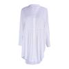 Cubierta de traje de baño para mujer Vestido de playa Túnica de algodón Blanca Botones Camisa casual de verano Ropa de baño