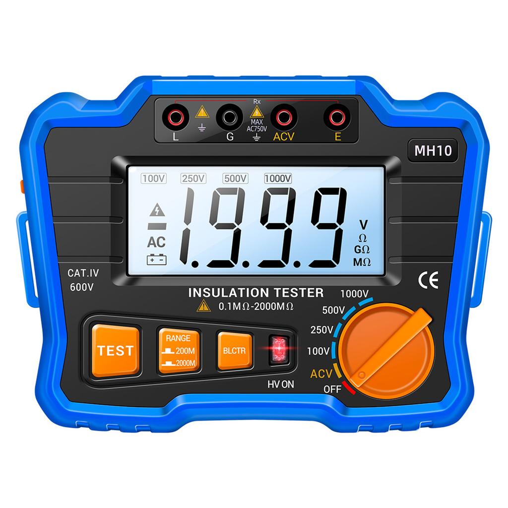 ANENG MH10 Digital Megohmmeter Insulation Resistance Tester 100V/ 250V/ 500V/ 1000V Voltmeter LCD Display Screen Multimeter