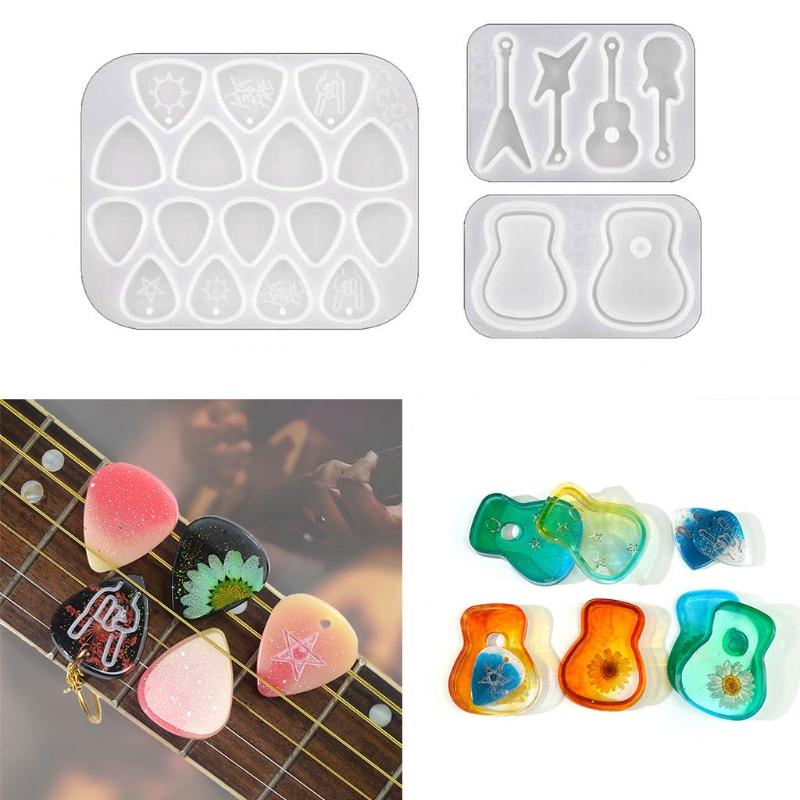 1/2/3Pcs Guitar Picks Molds for Resin Casting Guitars Pick Resin Mold for Musical Instruments Accessories Adult Kids