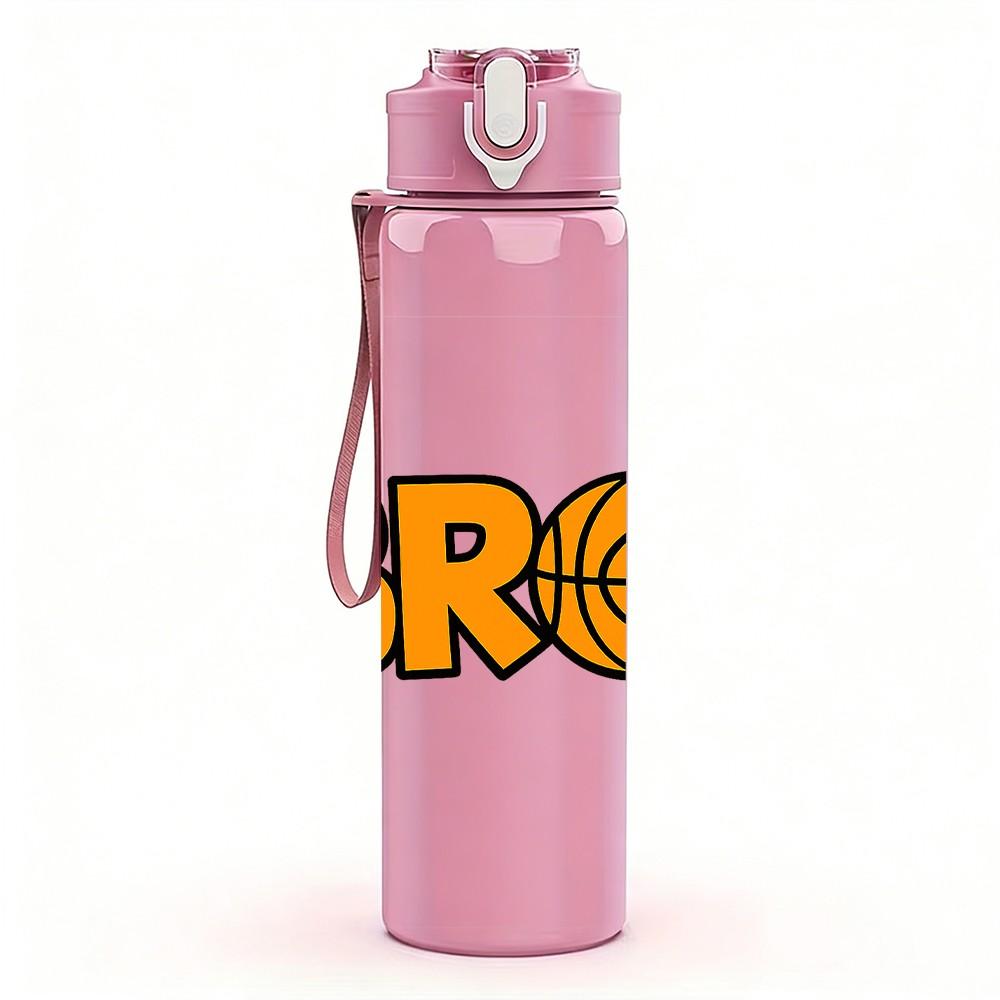 1PC BRO Bold Letter Text Art Print 750ml Color Plastic Sports Water Bottle Leakproof Flip Straw Lid Suitable for Sports Office Home Use
