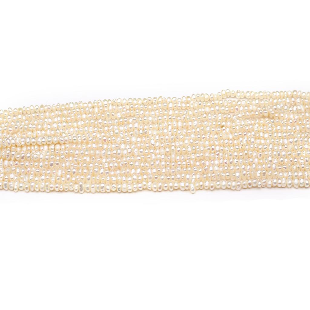 1String, White Natural Freshwater Pearls, Handmade Flat Pearl Beads for Jewelry Making DIY Necklaces, Bracelets Crafts (Beads 3-4mm, Length 36cm)