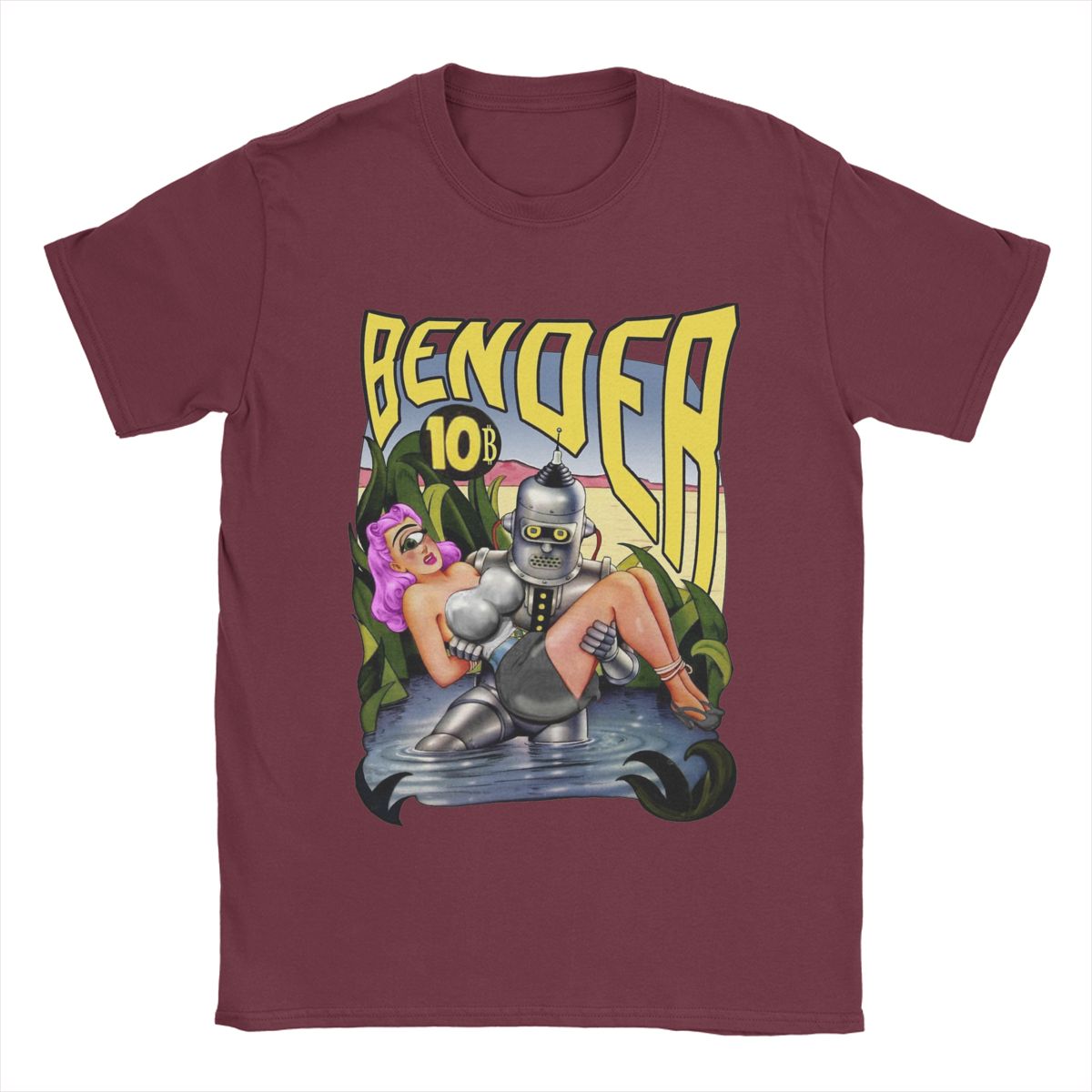 

Футболка Benders Lela 10 Bitcoin Golden Age Future для мужчин, винтажная хлопковая футболка с коротким рукавом, одежда для подарка на день рождения XXXXXL бордовый