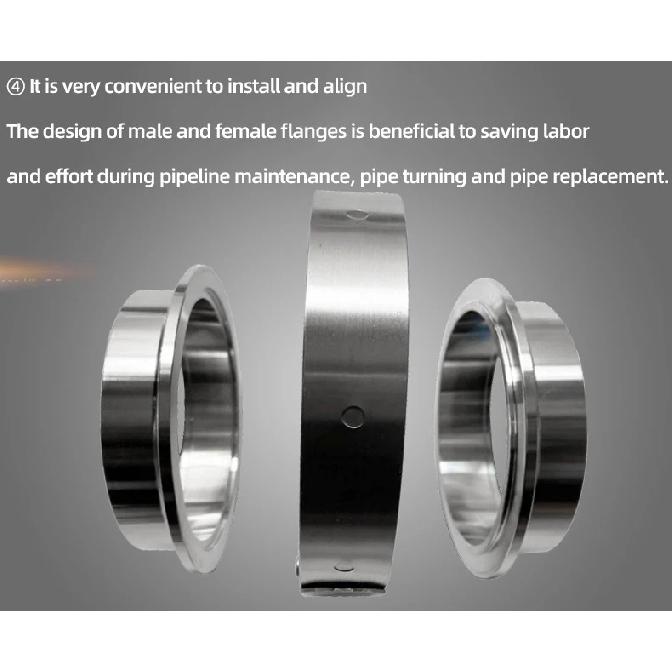 304 Stainless Steel Quick Release Standard V Band Clamp 1.5-6 Inches Male Female Flange V Clamp Kits Turbo Exhaust Pipe