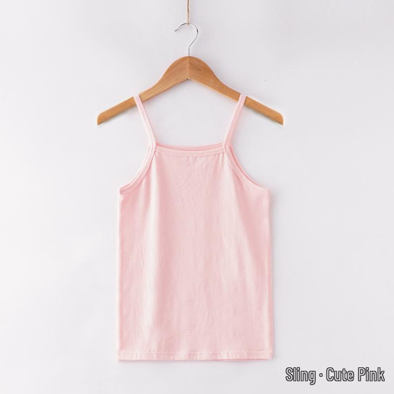 Summer Kids' Cotton Spaghetti Strap Vest - Colorful Base Layer for Boys and Girls