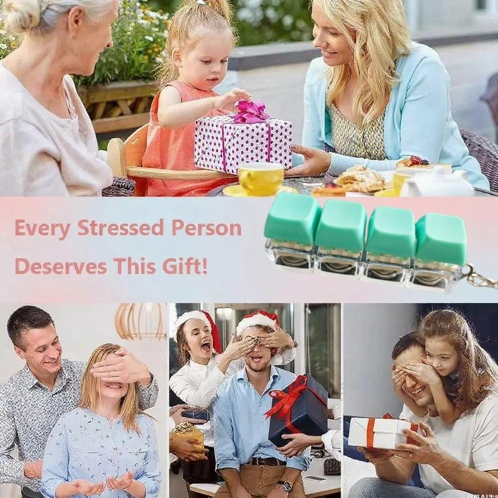 Funny Diy Keycaps Keyboard Fidget Stress Relief Finger Button 4-button Shaft Tester with Keychain Finger Keycaps Work Office