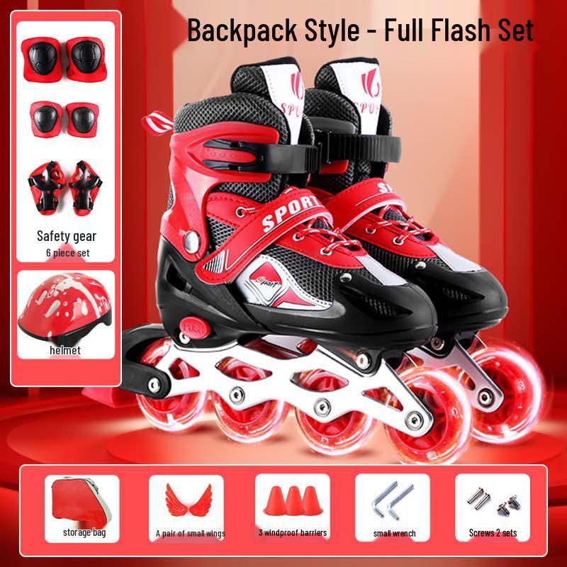 Adjustable PVC Inline Skates with Music Style - Flashing Wheels for Men, Women, and Children