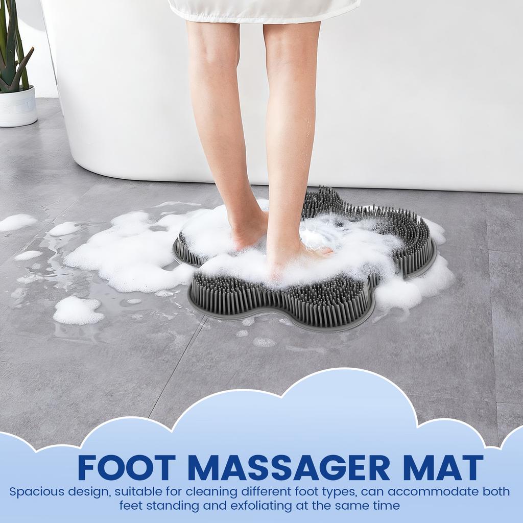 Body Shower Foot Scrubber Silicone Wall Mounted Rub Back Brush Non-slip with Suction Cup Bath Wash Foot Pad Massage Bathroom