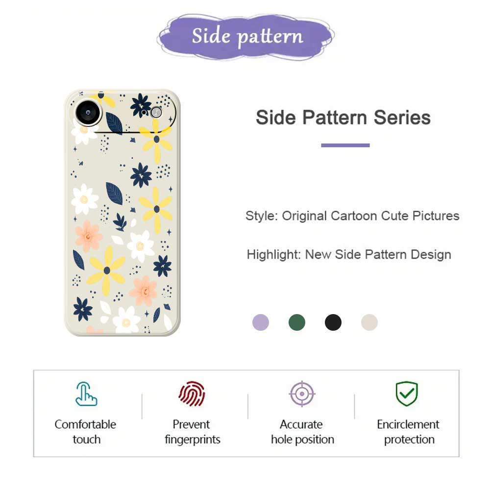 For iPhone 17 Air Case Colorful Floral Blue Leaves Pattern Printing Straight Edge TPU Phone Back Cover