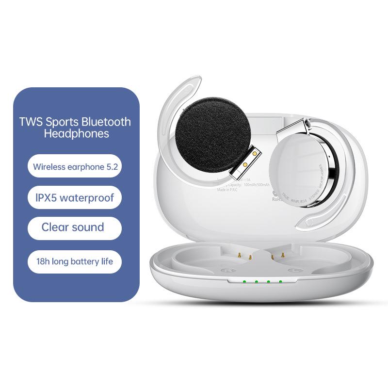 F2 Wireless Bluetooth Earbuds with Clip-on Ear Hooks for Business, Commuting, or Running - Compatible with Huawei, Apple, and Android Devices.
