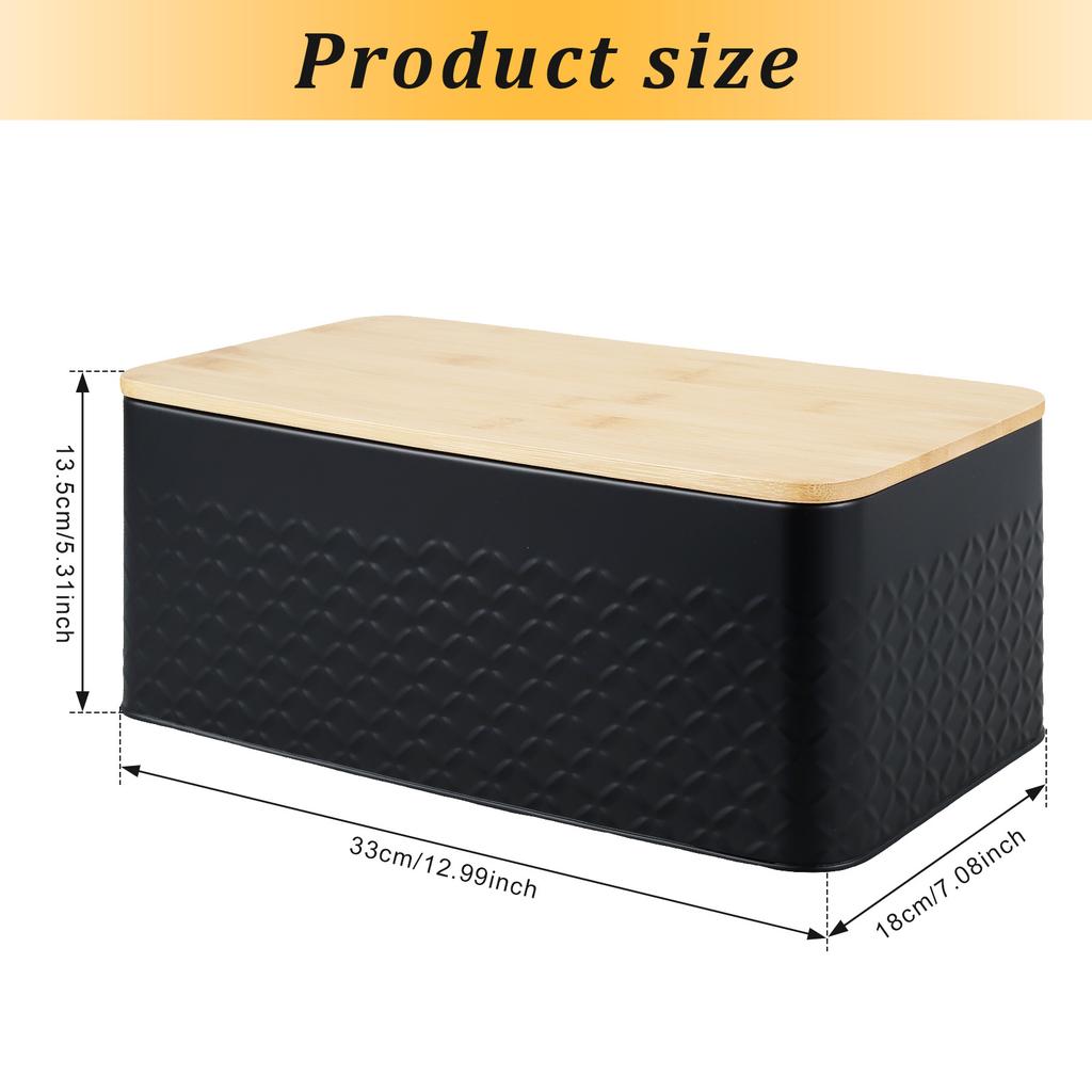 Bread Box with Bamboo Lid Metal Bread Bin Kitchen Reusable Breathable Bread Storage Container Dessert Snack Food Box for Home