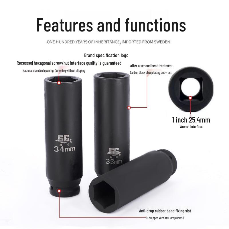 1-Inch Extra-Long Heavy-Duty Air Impact Wrench Socket