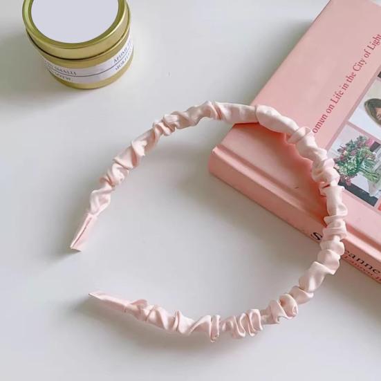 Women Headband Thin Edge Anti-Slip Design Pleated Texture Hair Hoop Commuting