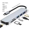 6 i 1 USB-C Type C HD-utgang 4K USB 3.0 HD-adapter HUB Multifunksjonsdokk